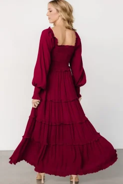Lana Smocked Maxi Dress | Merlot