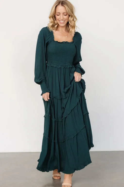 Lana Smocked Maxi Dress | Dark Green