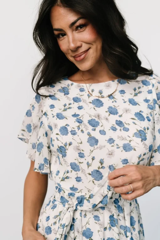 Laurel Midi Dress | Off-White + Blue Floral