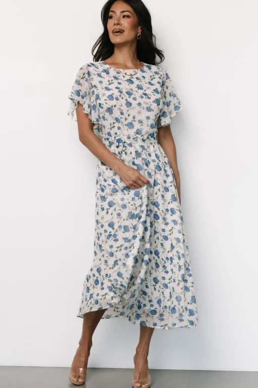 Laurel Midi Dress | Off-White + Blue Floral