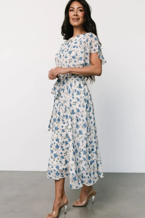 Laurel Midi Dress | Off-White + Blue Floral