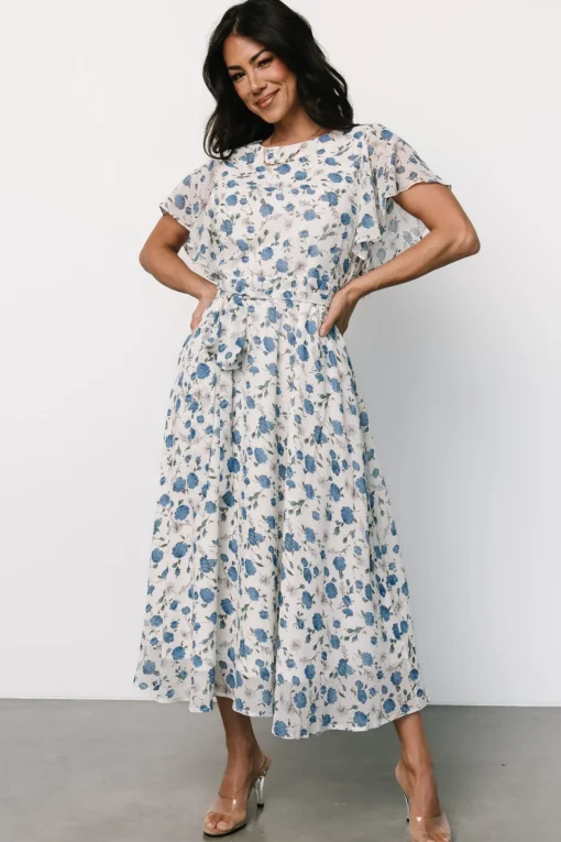 Laurel Midi Dress | Off-White + Blue Floral