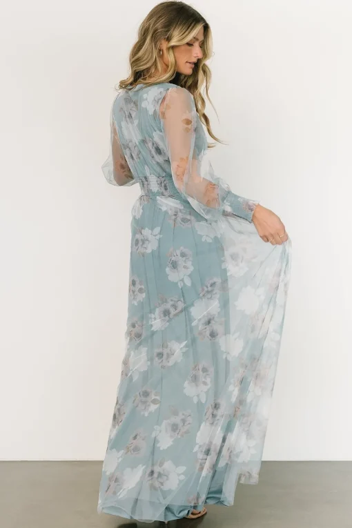 Layla Tulle Maxi Dress | Light Blue Floral