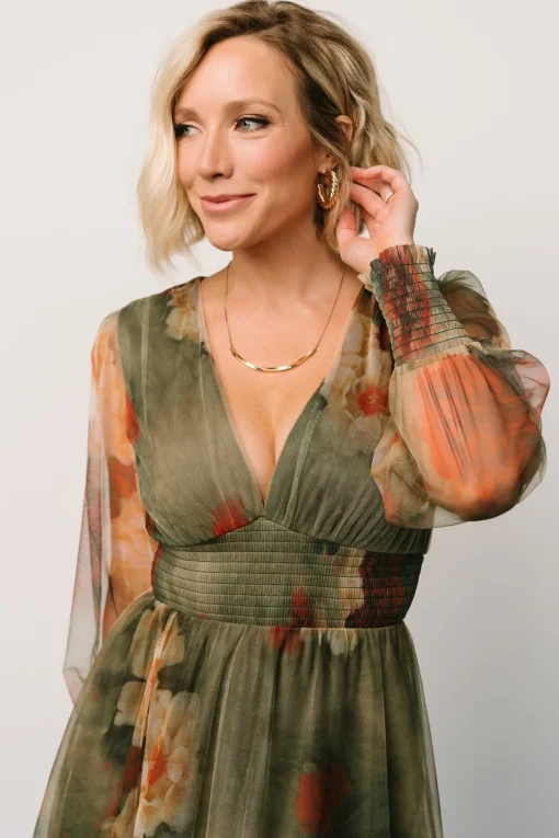 Layla Tulle Maxi Dress | Olive + Rust