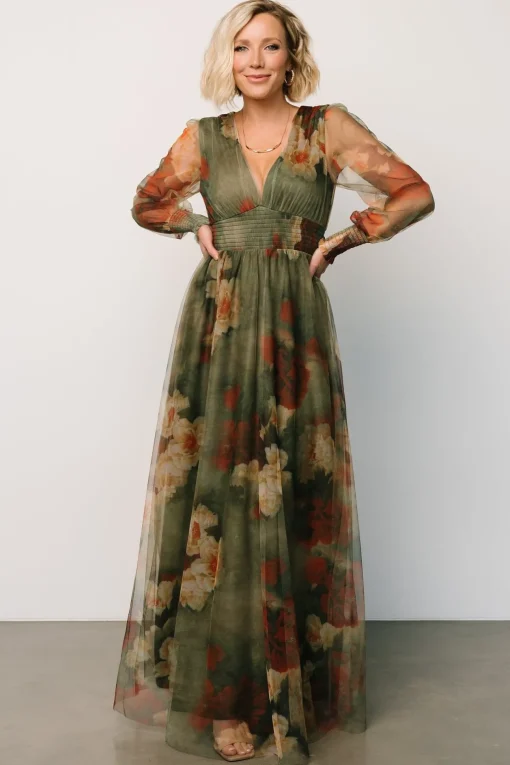 Layla Tulle Maxi Dress | Olive + Rust