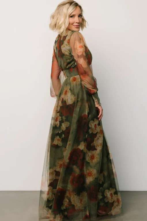 Layla Tulle Maxi Dress | Olive + Rust