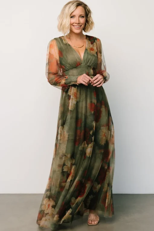 Layla Tulle Maxi Dress | Olive + Rust