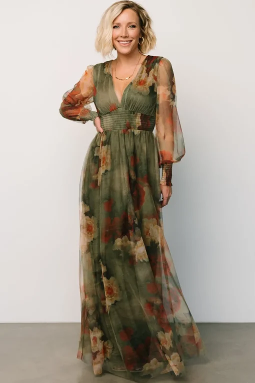 Layla Tulle Maxi Dress | Olive + Rust