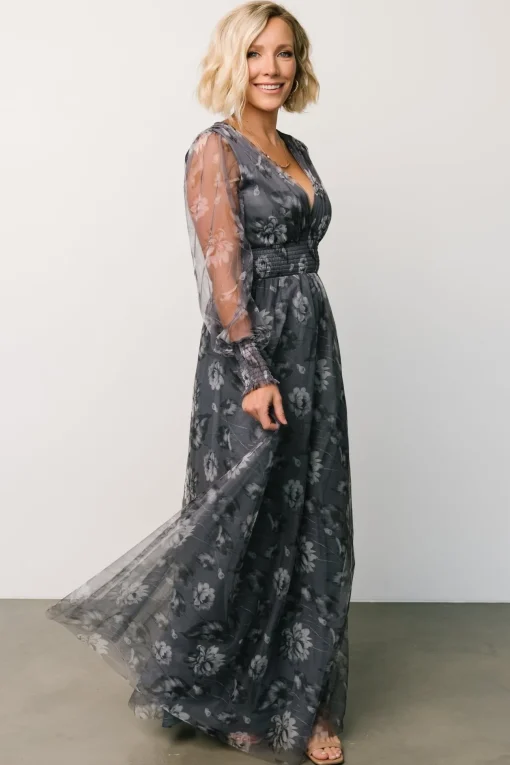 Layla Tulle Maxi Dress | Slate Floral