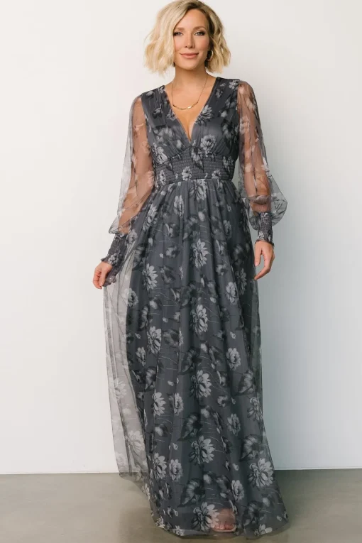 Layla Tulle Maxi Dress | Slate Floral