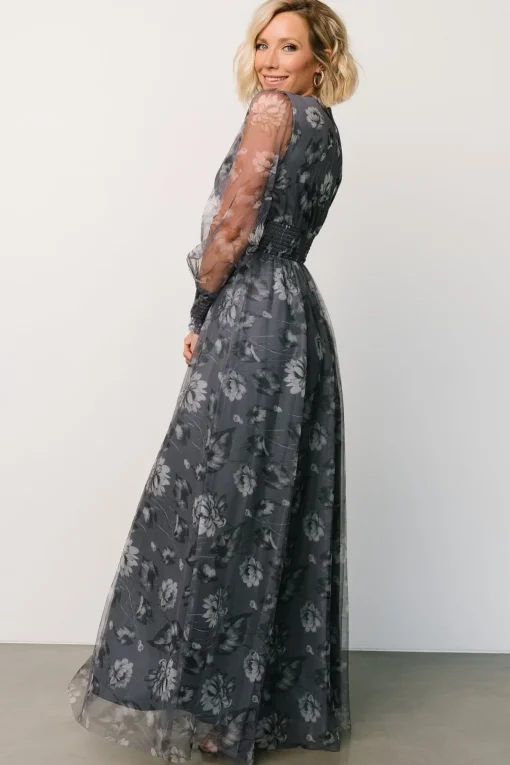 Layla Tulle Maxi Dress | Slate Floral