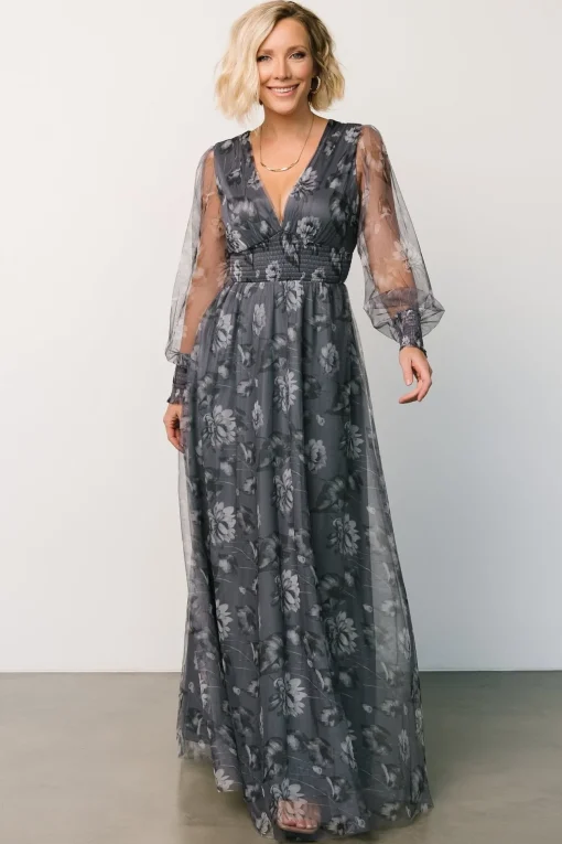 Layla Tulle Maxi Dress | Slate Floral