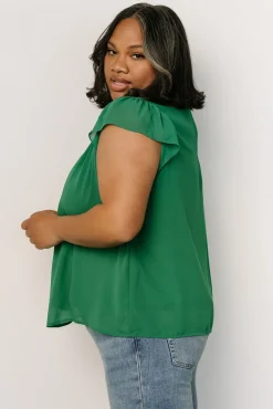 Leah Mock Neck Top | Green