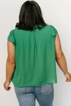 Leah Mock Neck Top | Green