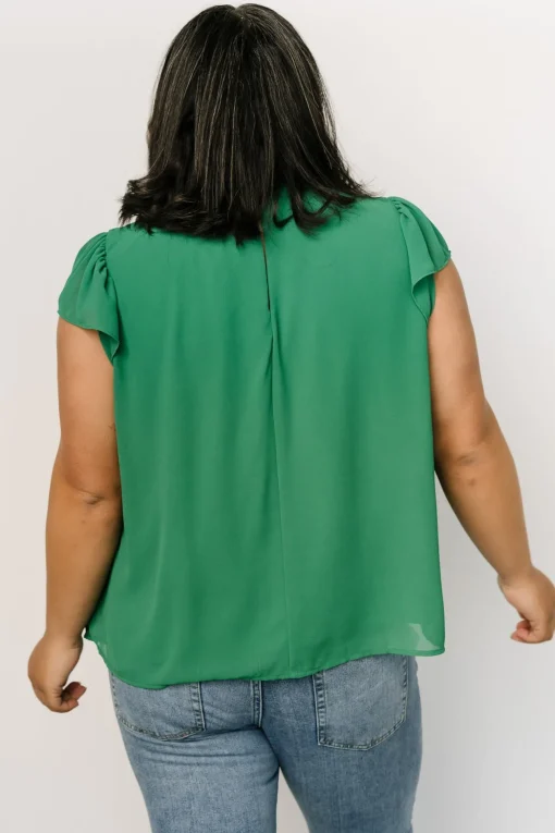 Leah Mock Neck Top | Green