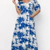 Leela Maxi Dress | Cobalt + Off White