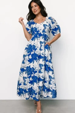 Leela Maxi Dress | Cobalt + Off White