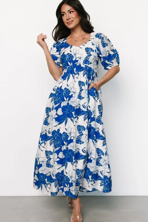 Leela Maxi Dress | Cobalt + Off White