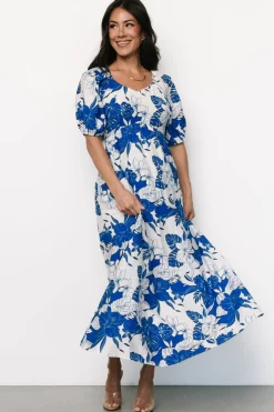 Leela Maxi Dress | Cobalt + Off White