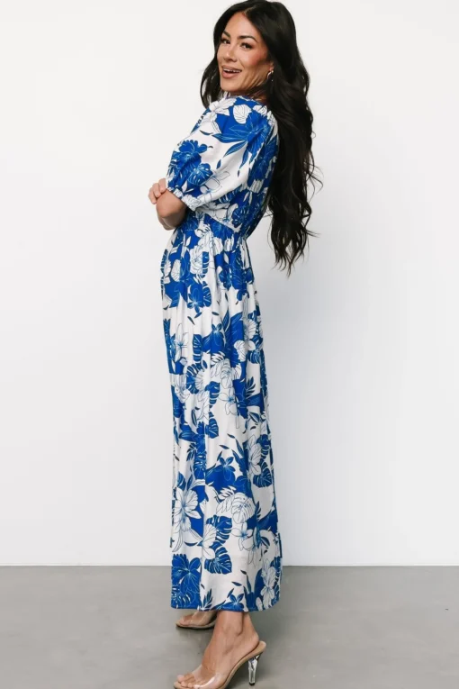 Leela Maxi Dress | Cobalt + Off White