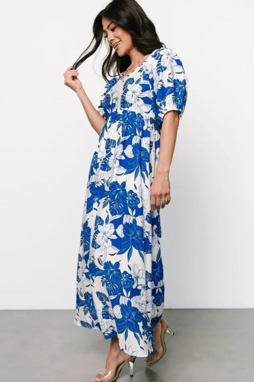 Leela Maxi Dress | Cobalt + Off White