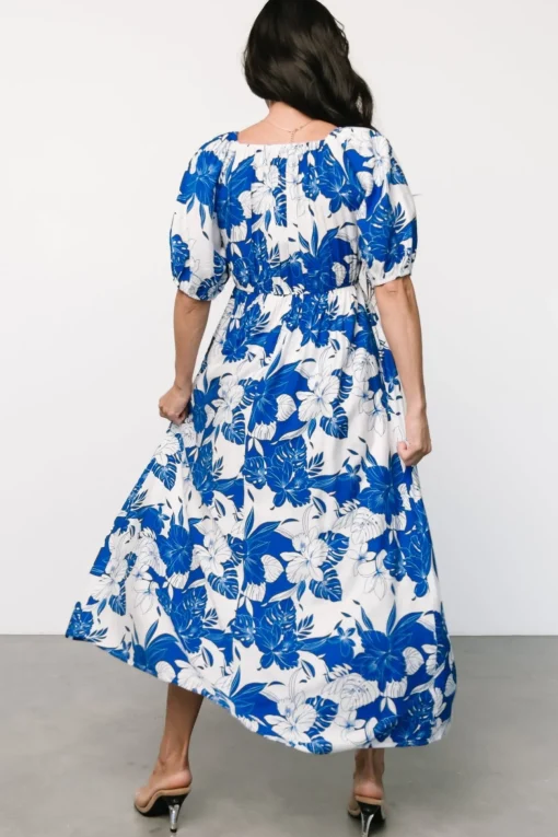 Leela Maxi Dress | Cobalt + Off White