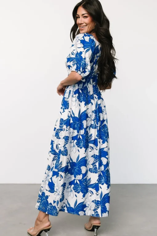 Leela Maxi Dress | Cobalt + Off White