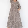 Leona Dress | Brown + Blue Multi