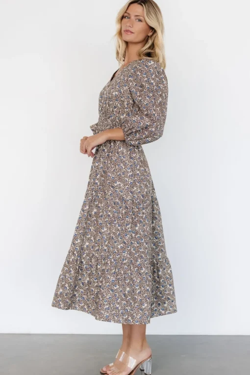 Leona Dress | Brown + Blue Multi