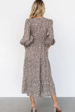 Leona Dress | Brown + Blue Multi