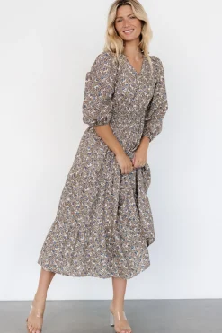 Leona Dress | Brown + Blue Multi