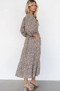 Leona Dress | Brown + Blue Multi