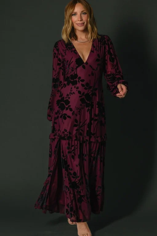 Liana Velvet Embossed Maxi Dress | Mulberry