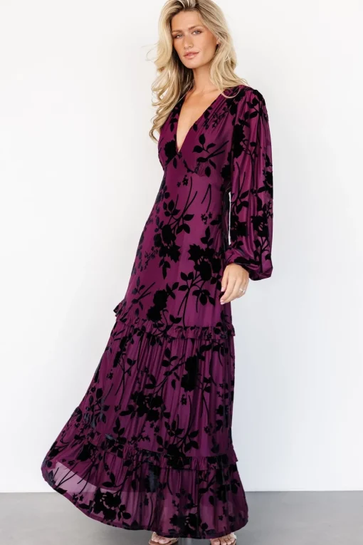Liana Velvet Embossed Maxi Dress | Mulberry