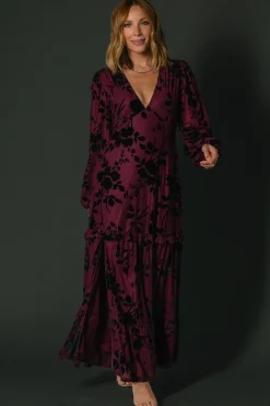 Liana Velvet Embossed Maxi Dress | Mulberry