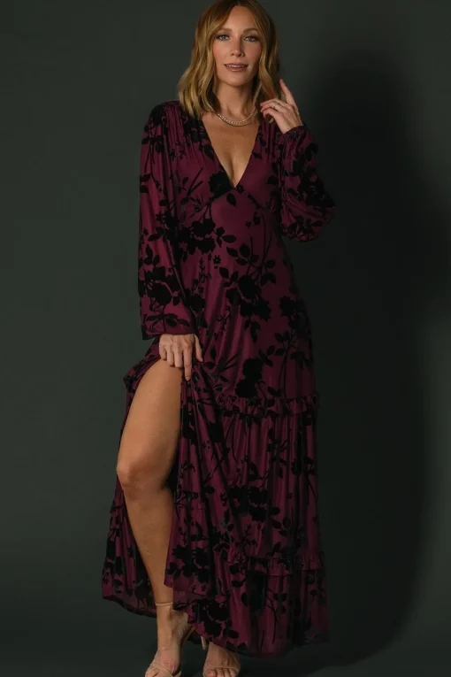 Liana Velvet Embossed Maxi Dress | Mulberry