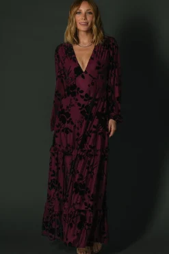 Liana Velvet Embossed Maxi Dress | Mulberry