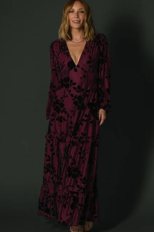 Liana Velvet Embossed Maxi Dress | Mulberry