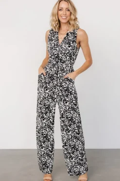Liesl Jumpsuit | Black + Cream Print