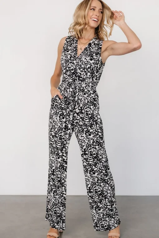 Liesl Jumpsuit | Black + Cream Print