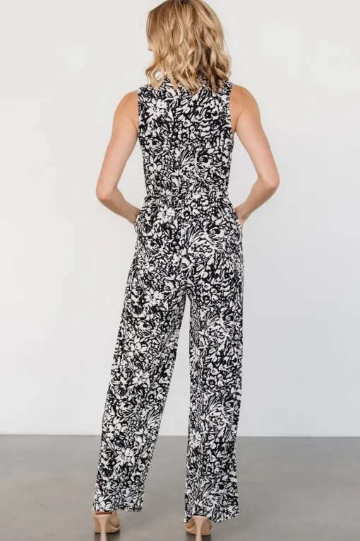 Liesl Jumpsuit | Black + Cream Print