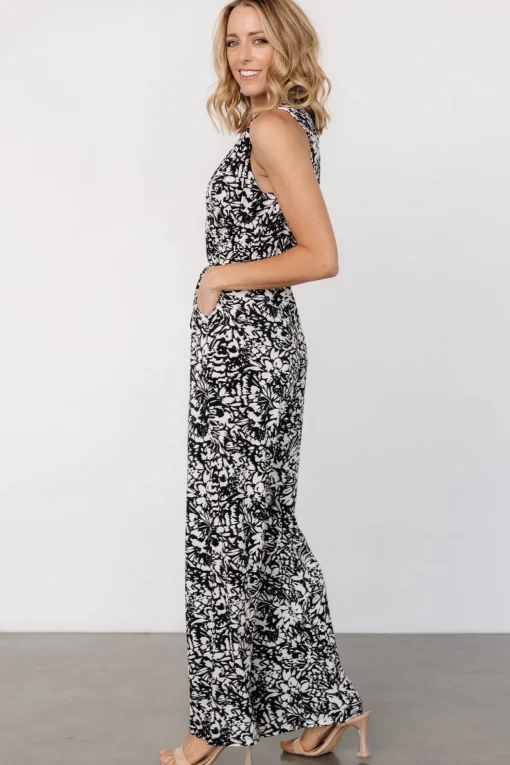 Liesl Jumpsuit | Black + Cream Print