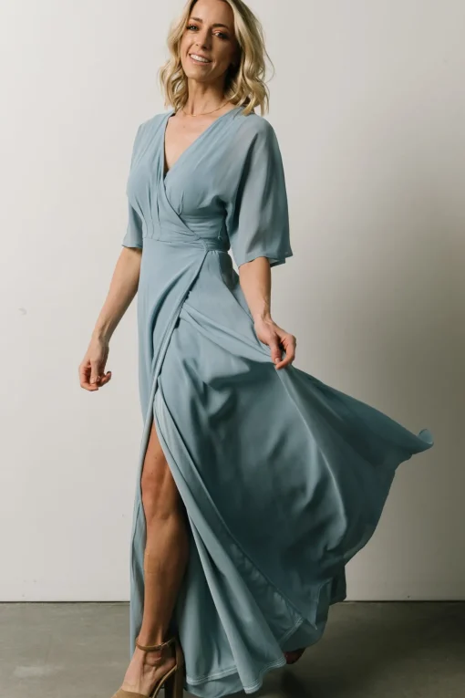 Lilly Wrap Maxi Dress | Dusty Blue