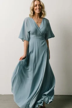 Lilly Wrap Maxi Dress | Dusty Blue