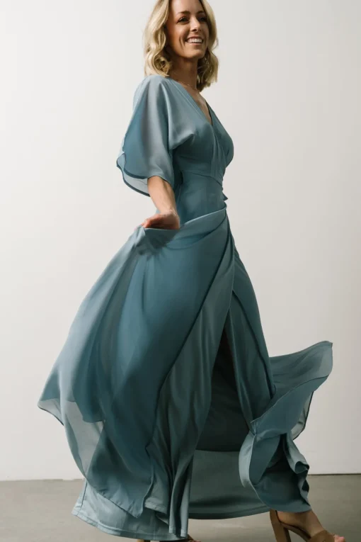 Lilly Wrap Maxi Dress | Dusty Blue