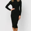Lindsey Mock Neck Midi Dress | Black