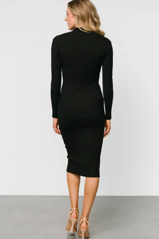 Lindsey Mock Neck Midi Dress | Black