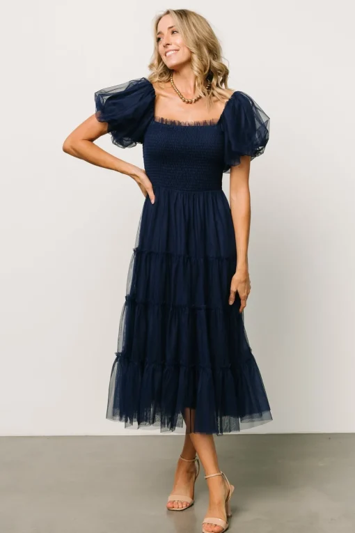 Liv Tulle Midi Dress | Navy