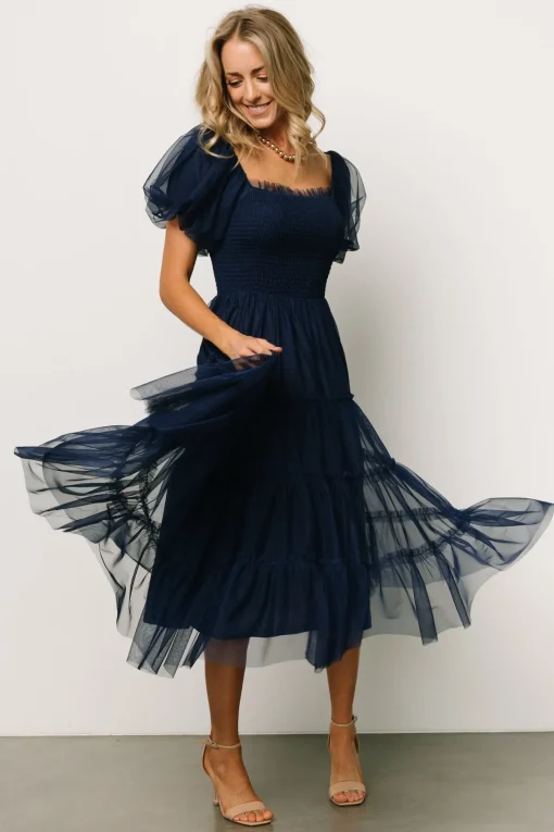 Liv Tulle Midi Dress | Navy