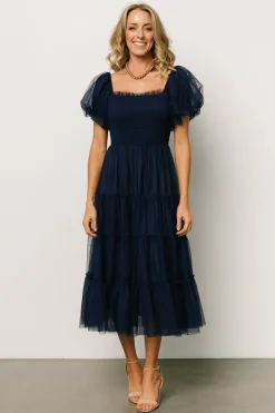 Liv Tulle Midi Dress | Navy